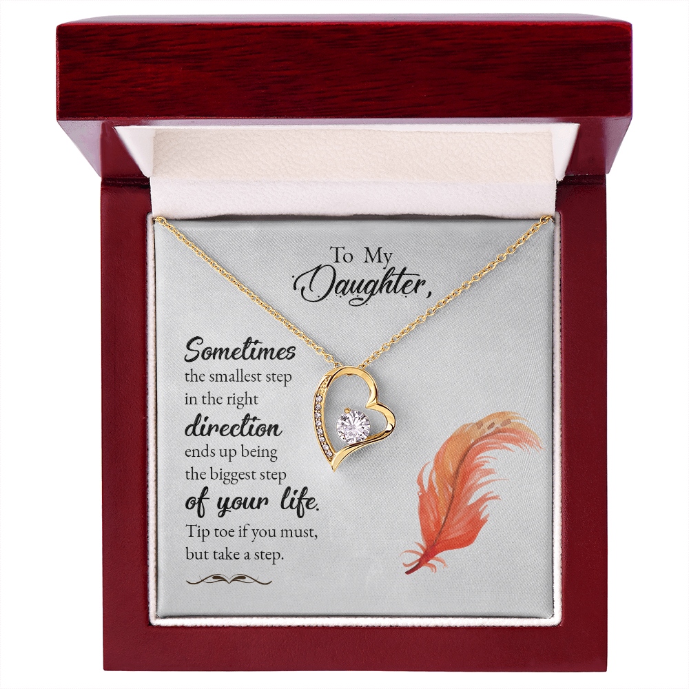 To My Daughter Take a Step Forever Necklace w Message Card-Express Your Love Gifts