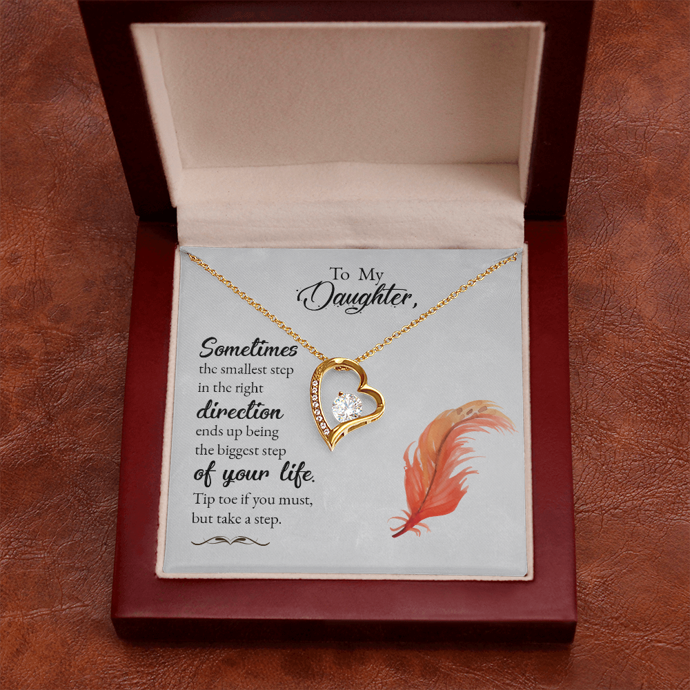 To My Daughter Take a Step Forever Necklace w Message Card-Express Your Love Gifts