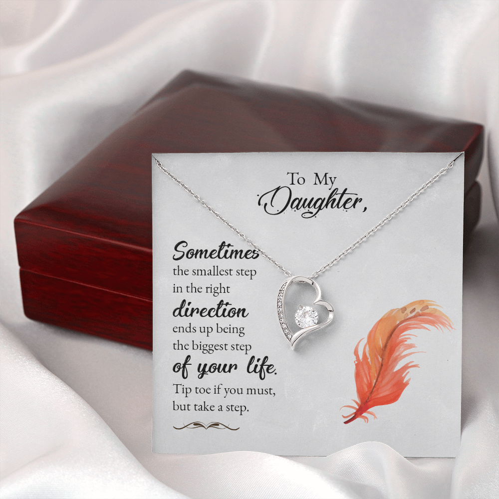 To My Daughter Take a Step Forever Necklace w Message Card-Express Your Love Gifts