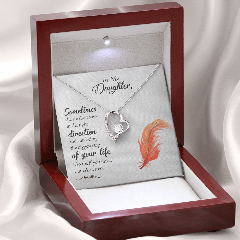 To My Daughter Take a Step Forever Necklace w Message Card-Express Your Love Gifts