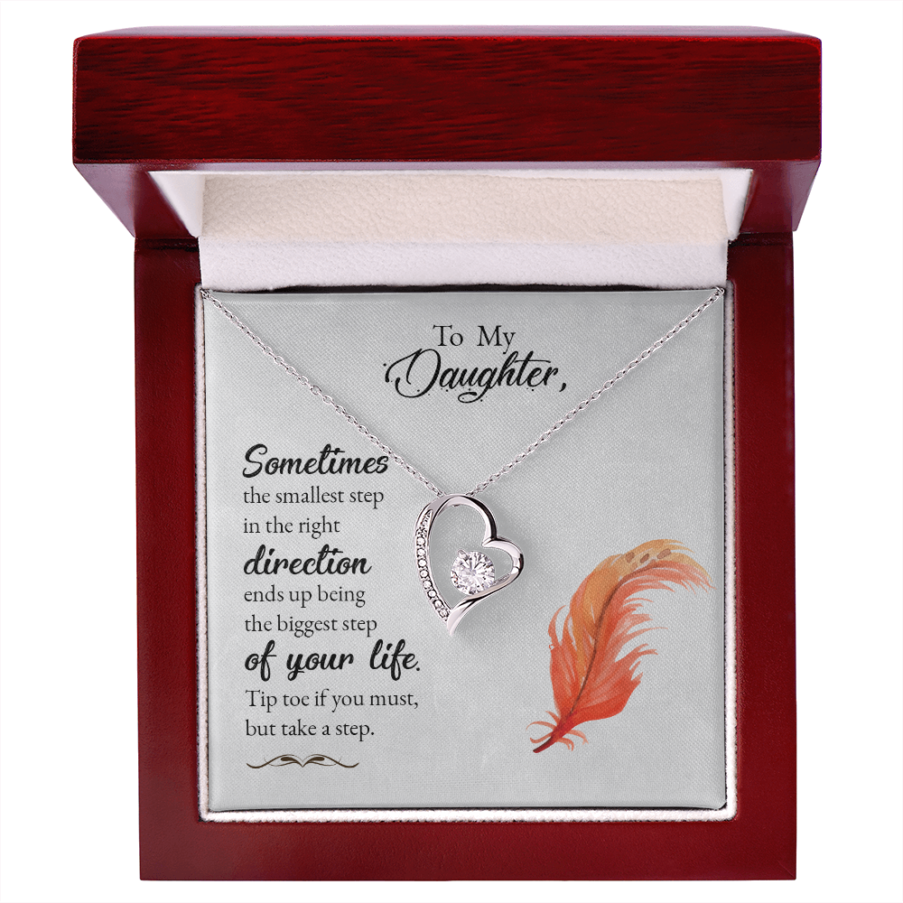 To My Daughter Take a Step Forever Necklace w Message Card-Express Your Love Gifts