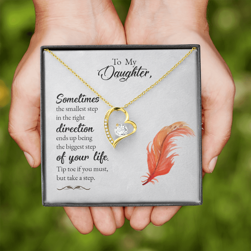 To My Daughter Take a Step Forever Necklace w Message Card-Express Your Love Gifts
