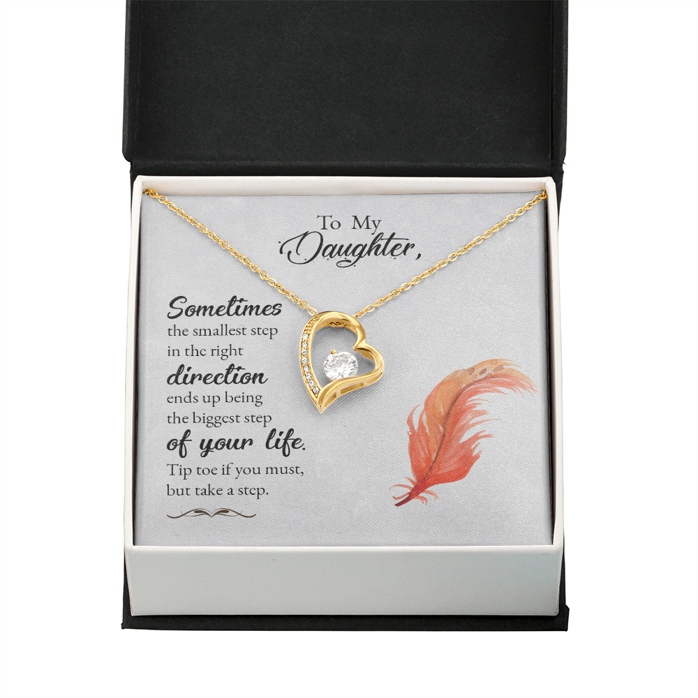 To My Daughter Take a Step Forever Necklace w Message Card-Express Your Love Gifts