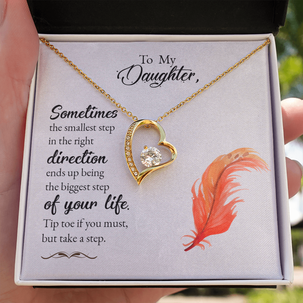 To My Daughter Take a Step Forever Necklace w Message Card-Express Your Love Gifts