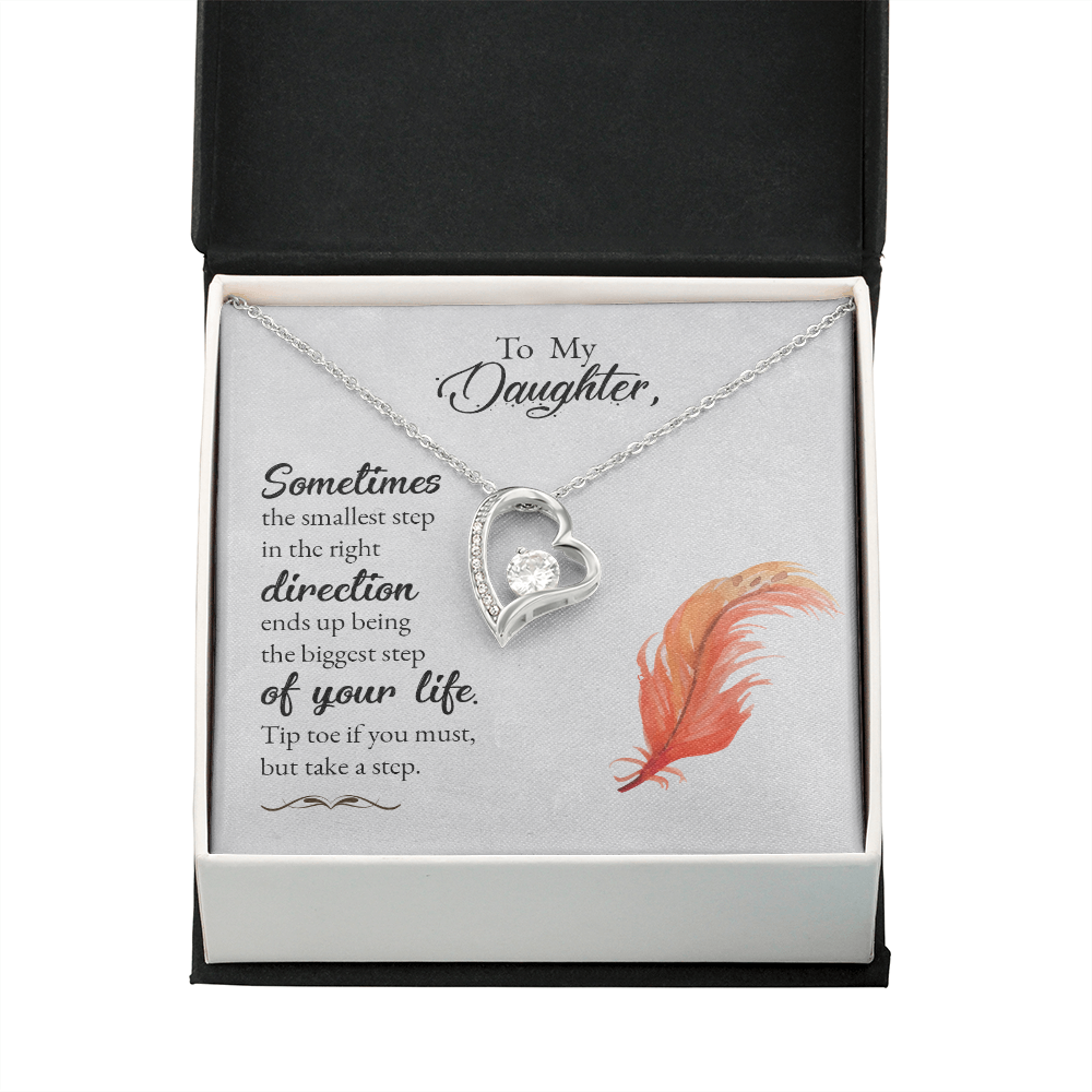 To My Daughter Take a Step Forever Necklace w Message Card-Express Your Love Gifts