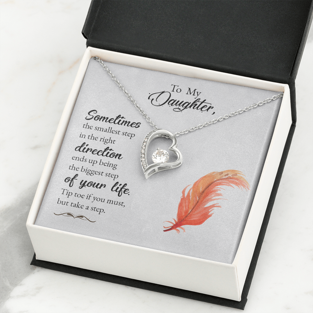 To My Daughter Take a Step Forever Necklace w Message Card-Express Your Love Gifts