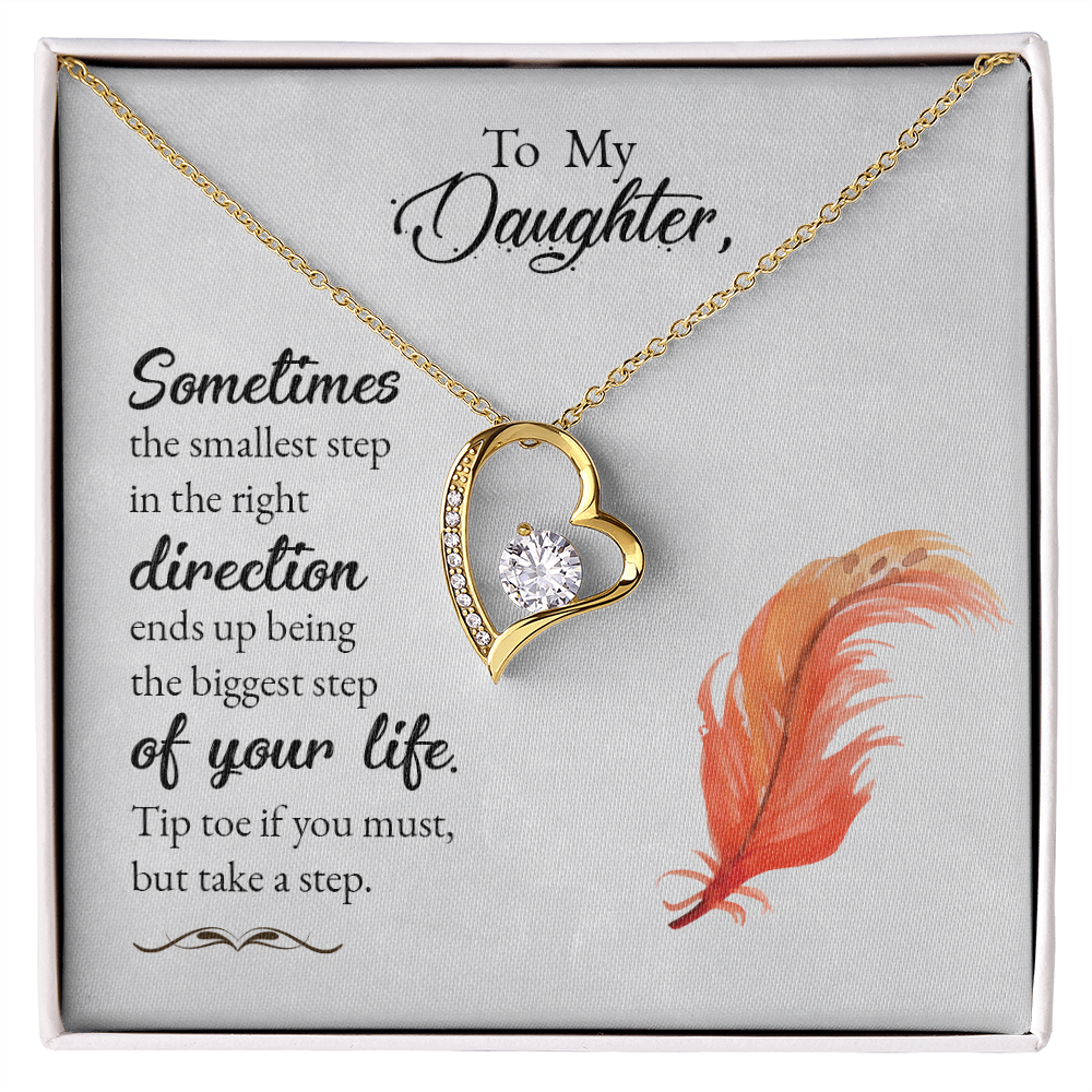 To My Daughter Take a Step Forever Necklace w Message Card-Express Your Love Gifts