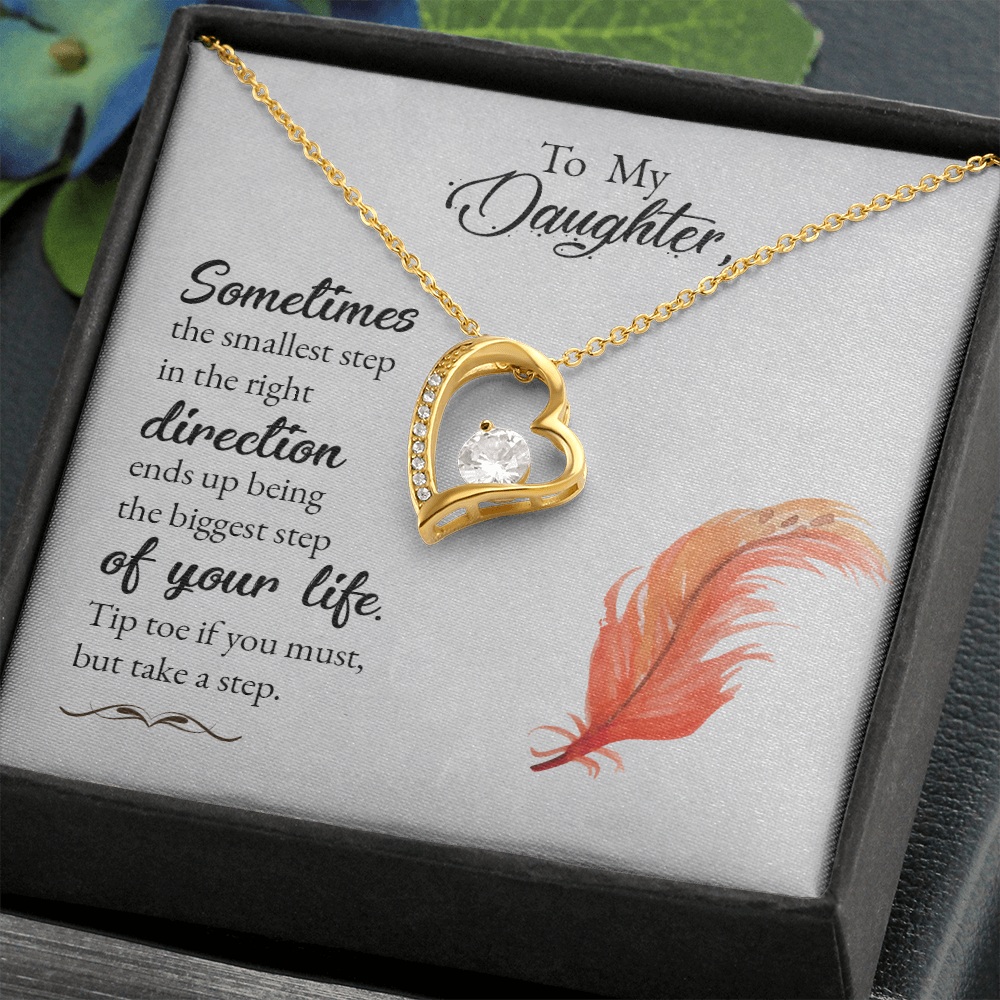 To My Daughter Take a Step Forever Necklace w Message Card-Express Your Love Gifts