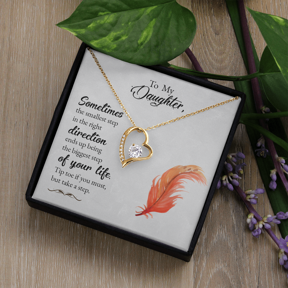 To My Daughter Take a Step Forever Necklace w Message Card-Express Your Love Gifts