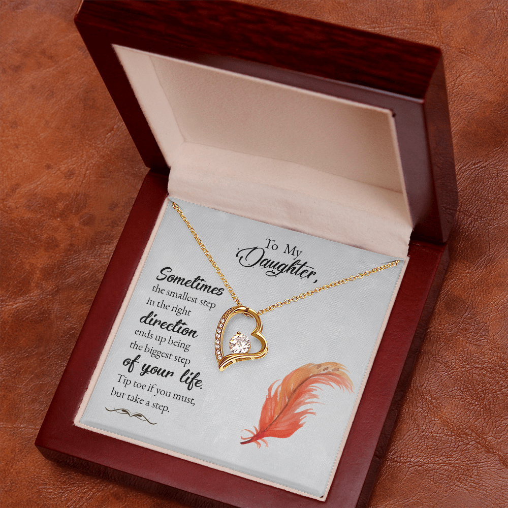 To My Daughter Take a Step Forever Necklace w Message Card-Express Your Love Gifts