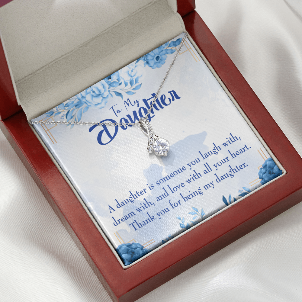 To My Daughter Thank You For Being my Daughter Alluring Ribbon Necklace Message Card-Express Your Love Gifts