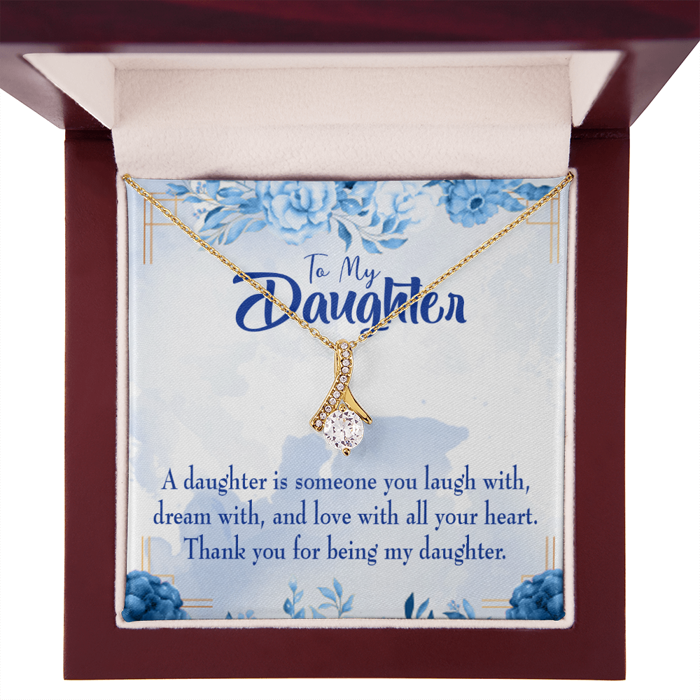 To My Daughter Thank You For Being my Daughter Alluring Ribbon Necklace Message Card-Express Your Love Gifts
