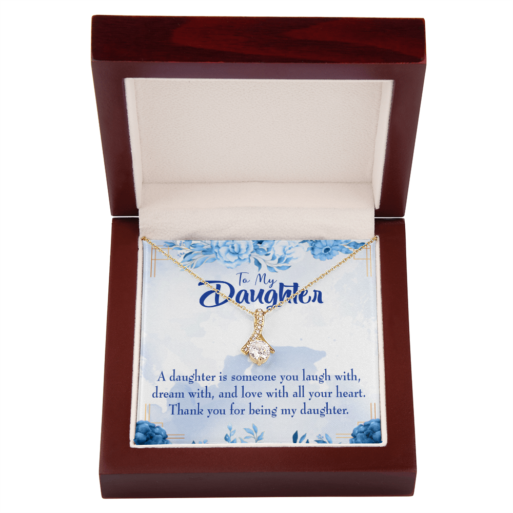 To My Daughter Thank You For Being my Daughter Alluring Ribbon Necklace Message Card-Express Your Love Gifts