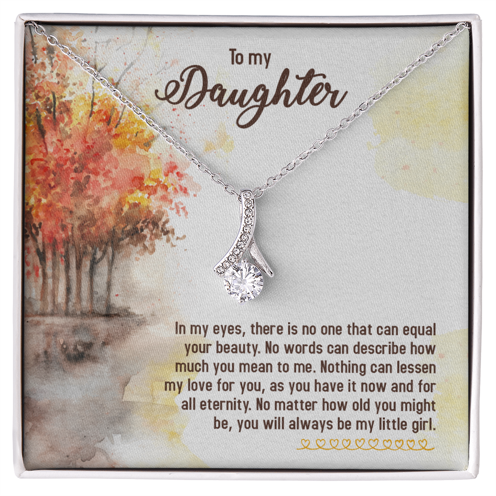 To My Daughter There is No One Alluring Ribbon Necklace Message Card-Express Your Love Gifts
