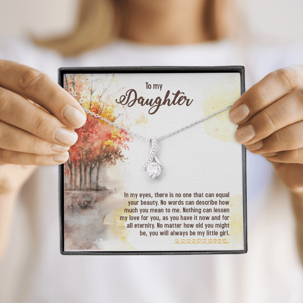 To My Daughter There is No One Alluring Ribbon Necklace Message Card-Express Your Love Gifts