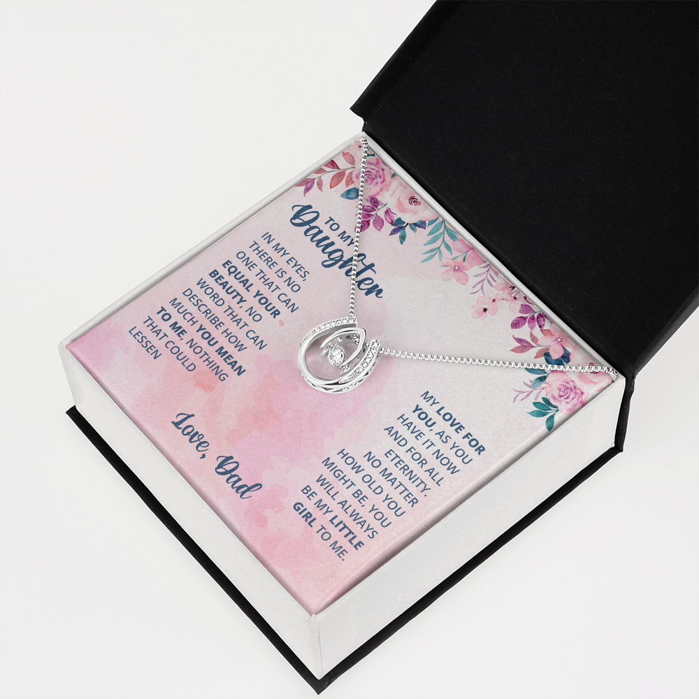 To My Daughter There is No One Lucky Horseshoe Necklace Message Card 14k w CZ Crystals-Express Your Love Gifts