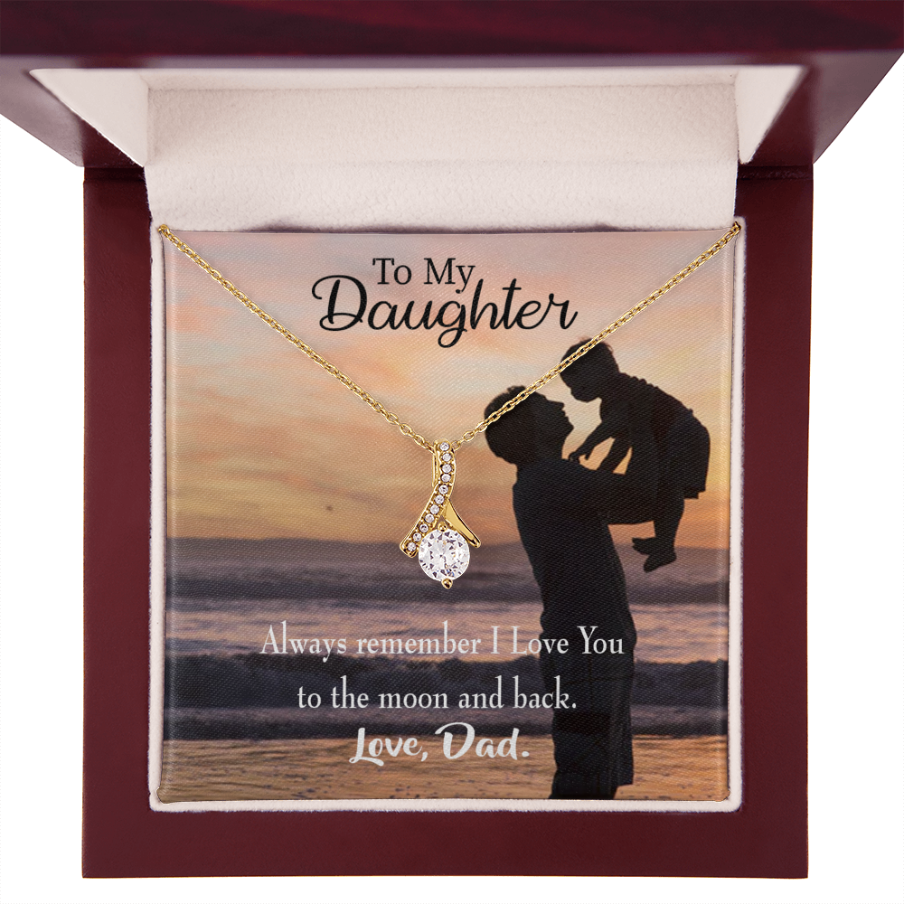 To My Daughter To the Moon and Back From Dad Alluring Ribbon Necklace Message Card-Express Your Love Gifts