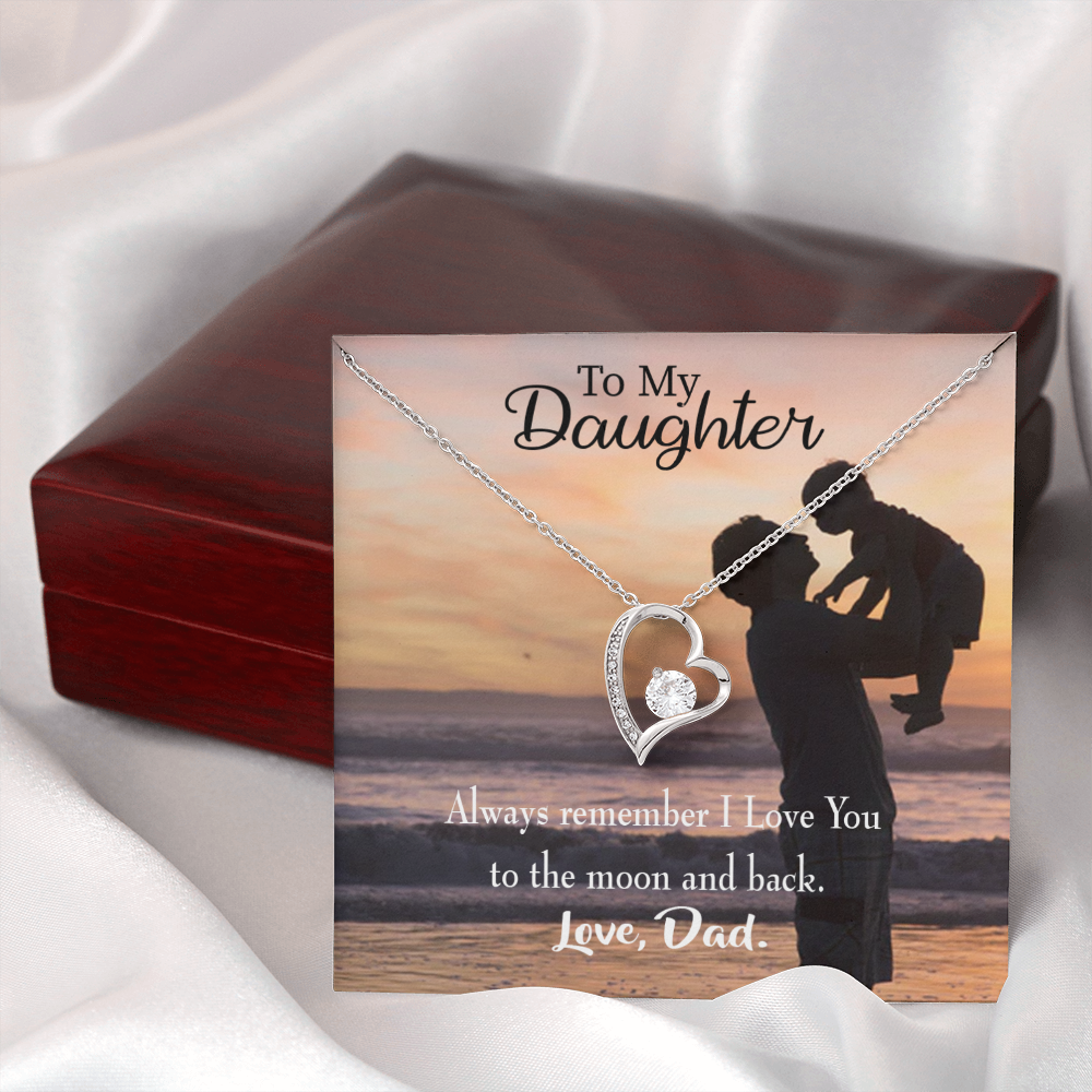 To My Daughter To The Moon and Back From Dad Forever Necklace w Message Card-Express Your Love Gifts