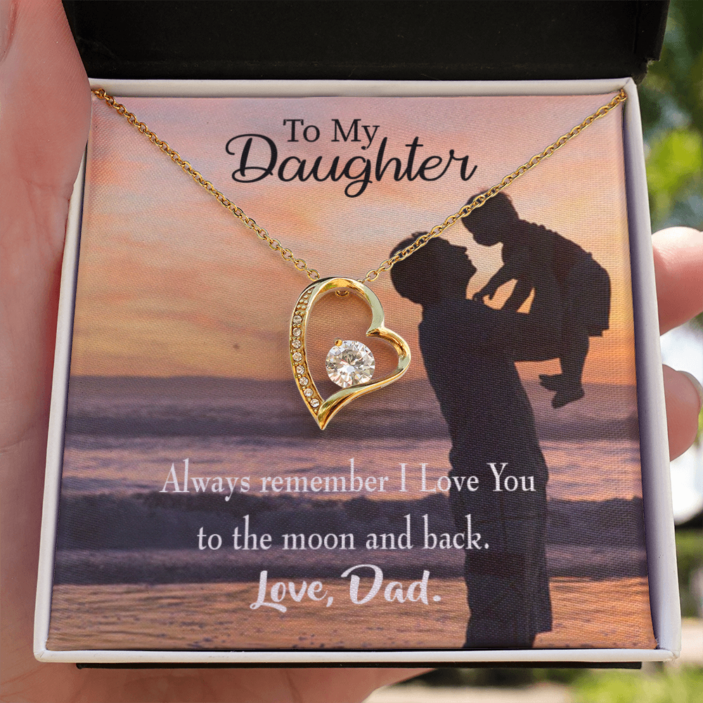 To My Daughter To The Moon and Back From Dad Forever Necklace w Message Card-Express Your Love Gifts