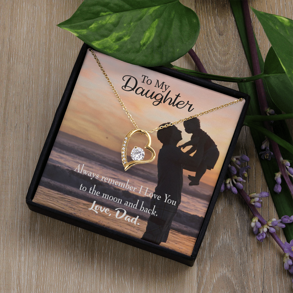 To My Daughter To The Moon and Back From Dad Forever Necklace w Message Card-Express Your Love Gifts
