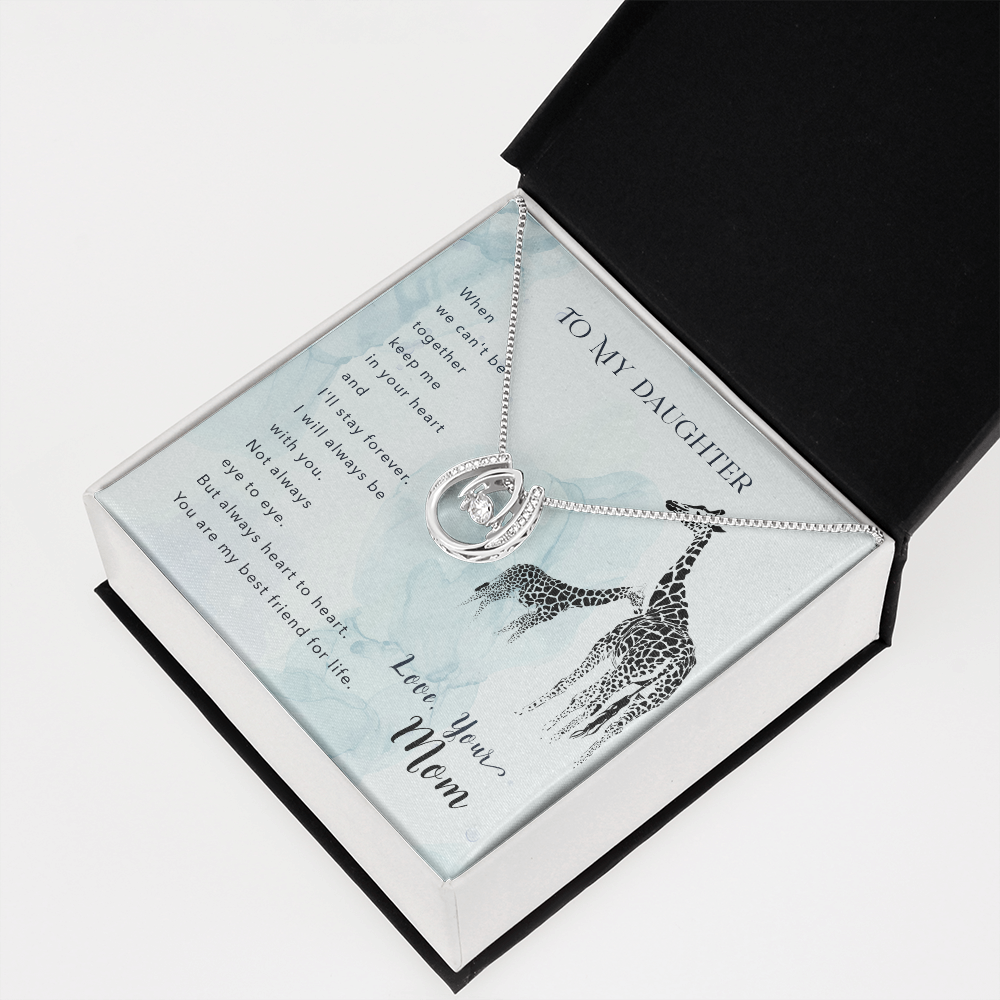 To my daughter-When we can_t be Lucky Horseshoe Necklace Message Card 14k w CZ Crystals-Express Your Love Gifts