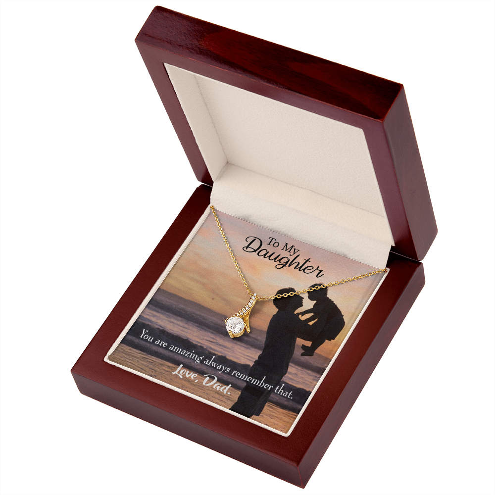 To My Daughter You are Amazing From Dad Alluring Ribbon Necklace Message Card-Express Your Love Gifts