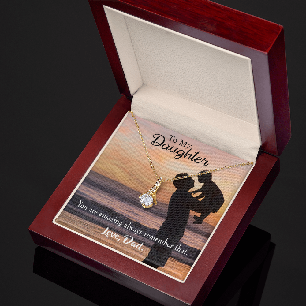 To My Daughter You are Amazing From Dad Alluring Ribbon Necklace Message Card-Express Your Love Gifts