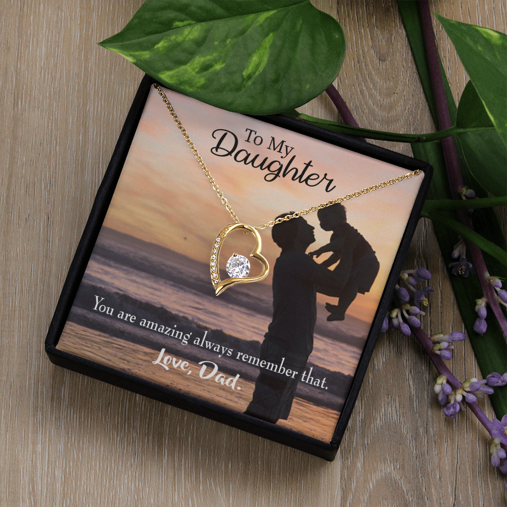 To My Daughter You Are Amazing From Dad Forever Necklace w Message Card-Express Your Love Gifts
