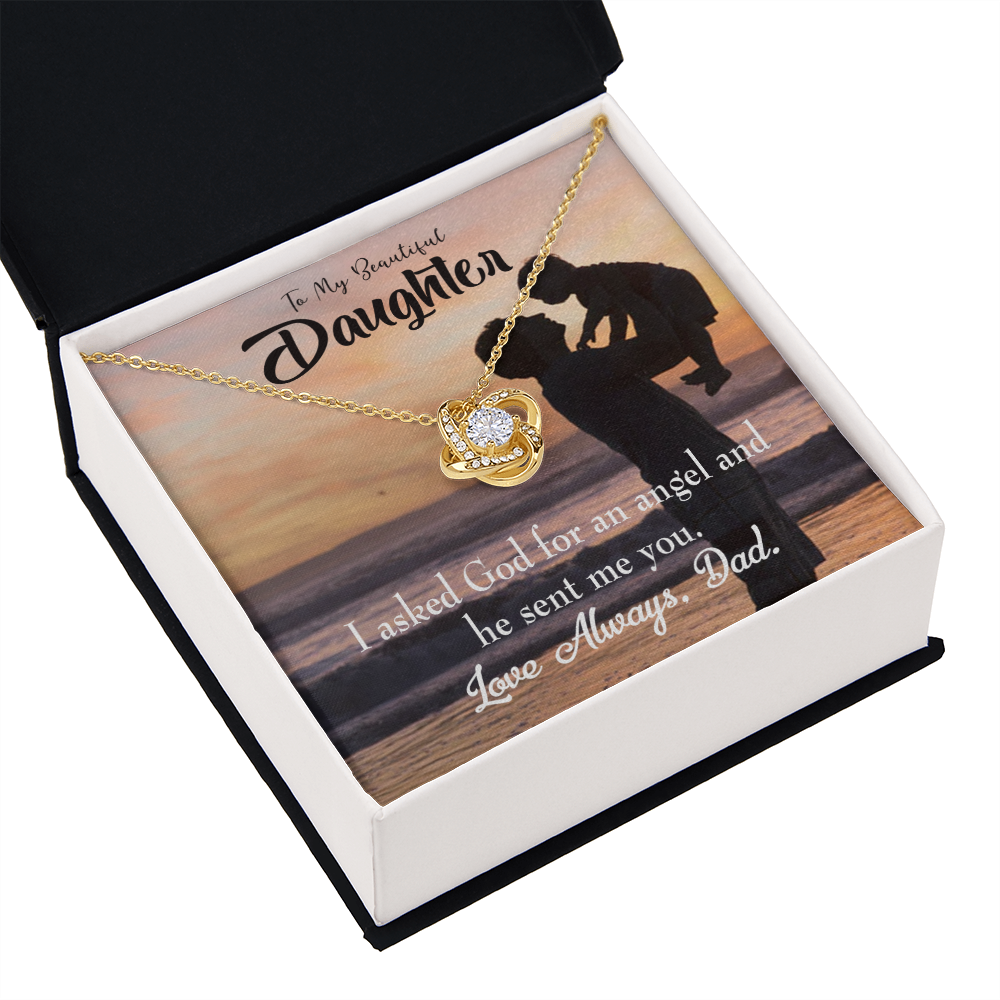 To My Daughter You are God Sent Angel to Dad Infinity Knot Necklace Message Card-Express Your Love Gifts