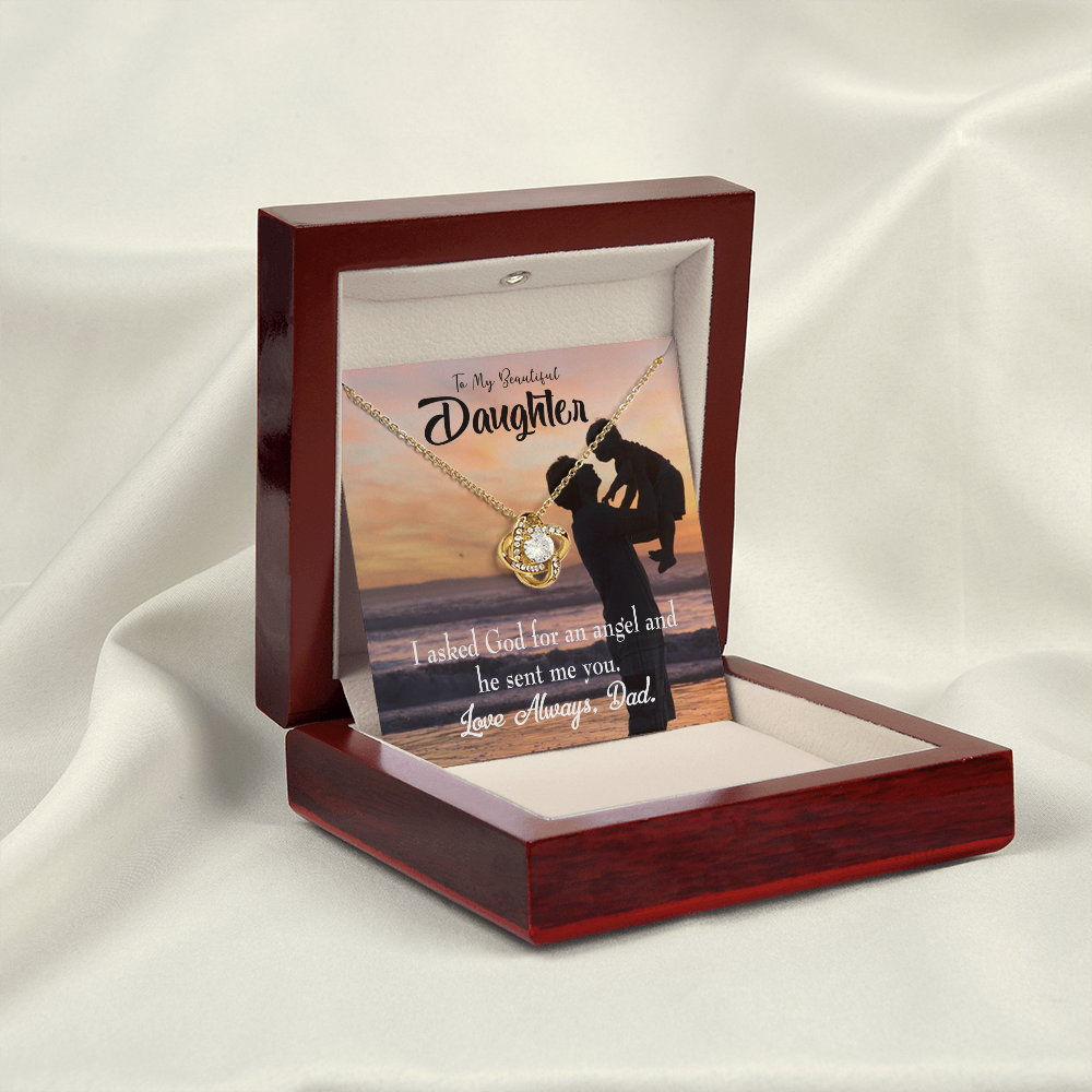 To My Daughter You are God Sent Angel to Dad Infinity Knot Necklace Message Card-Express Your Love Gifts