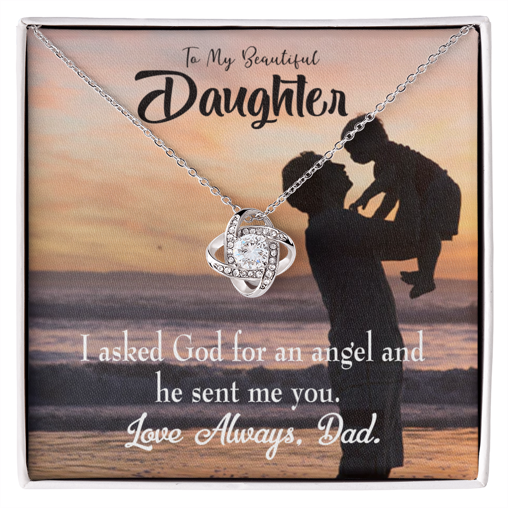 To My Daughter You are God Sent Angel to Dad Infinity Knot Necklace Message Card-Express Your Love Gifts