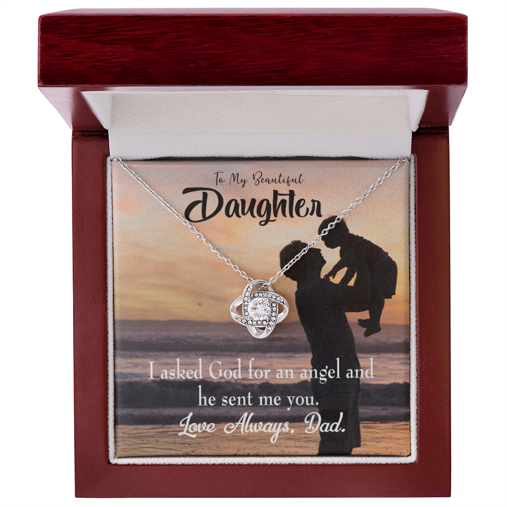 To My Daughter You are God Sent Angel to Dad Infinity Knot Necklace Message Card-Express Your Love Gifts