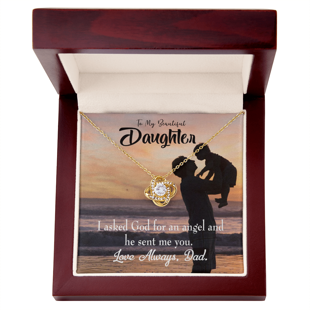 To My Daughter You are God Sent Angel to Dad Infinity Knot Necklace Message Card-Express Your Love Gifts