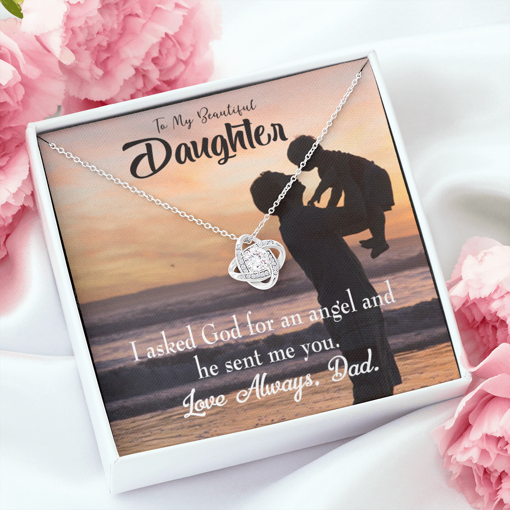 To My Daughter You are God Sent Angel to Dad Infinity Knot Necklace Message Card-Express Your Love Gifts