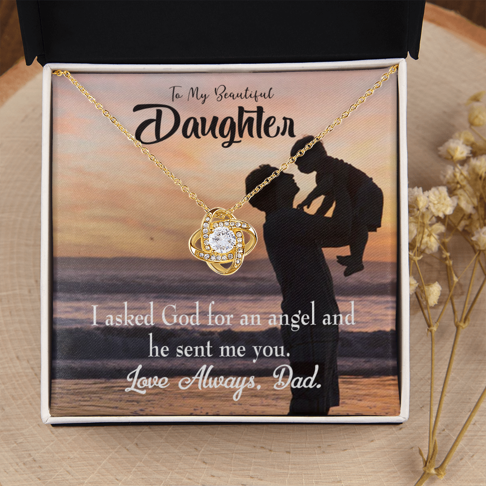 To My Daughter You are God Sent Angel to Dad Infinity Knot Necklace Message Card-Express Your Love Gifts