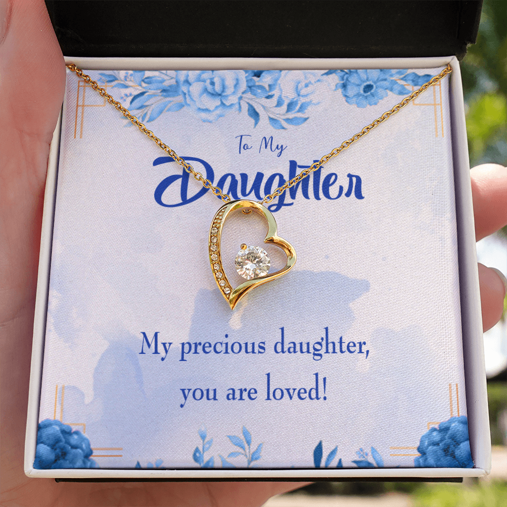 To My Daughter You Are Loved Forever Necklace w Message Card-Express Your Love Gifts