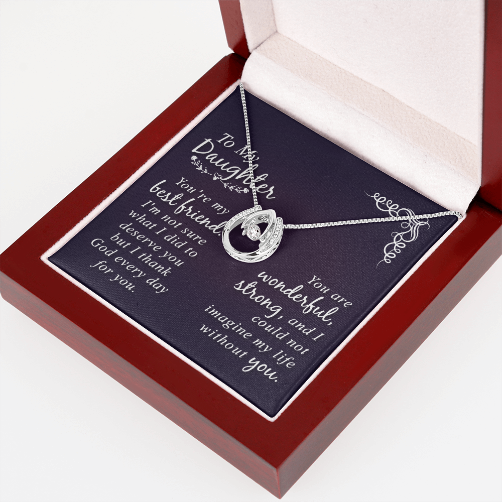 To my daughter-You Are my best friend Lucky Horseshoe Necklace Message Card 14k w CZ Crystals-Express Your Love Gifts