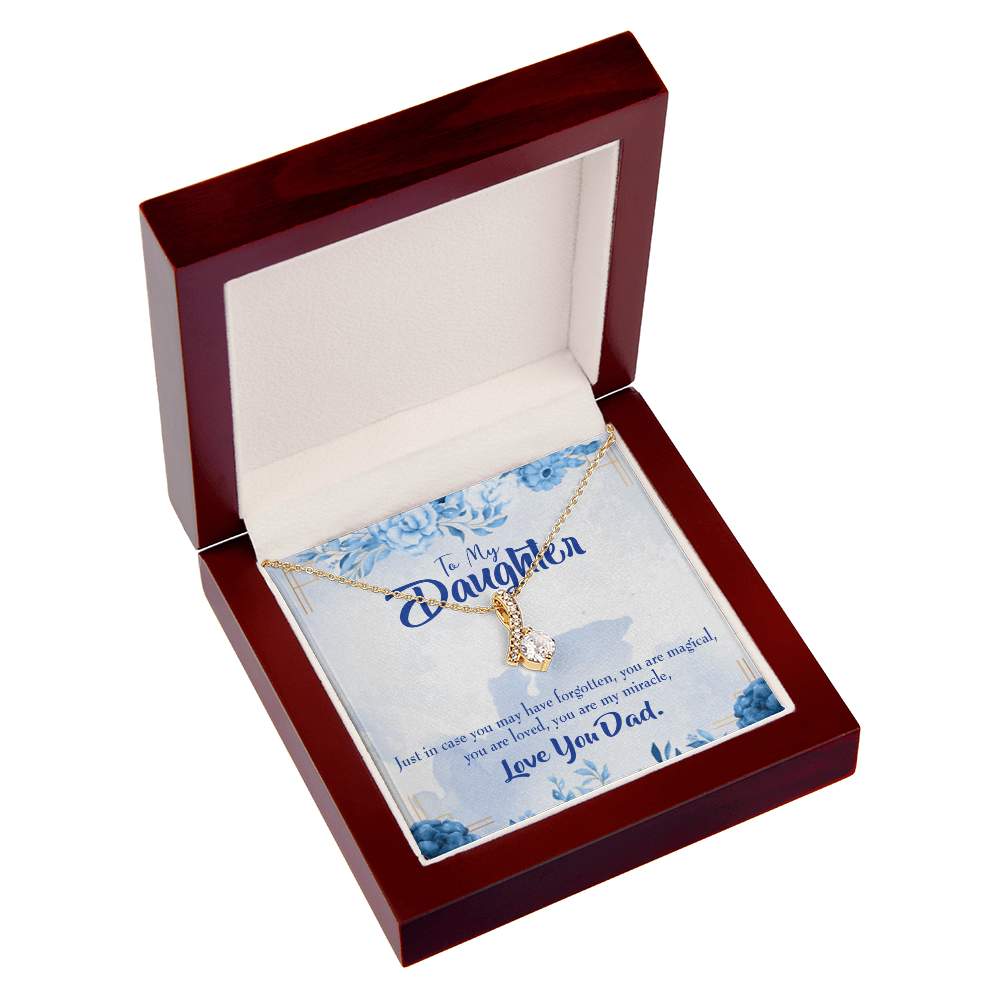 To My Daughter You Are My Miracle From Dad Alluring Ribbon Necklace Message Card-Express Your Love Gifts