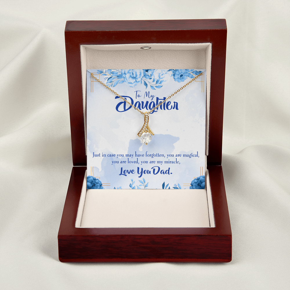 To My Daughter You Are My Miracle From Dad Alluring Ribbon Necklace Message Card-Express Your Love Gifts