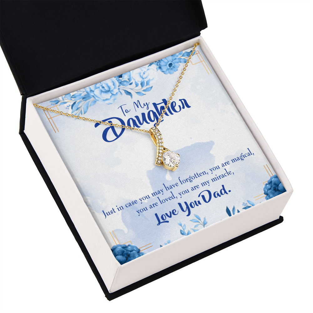 To My Daughter You Are My Miracle From Dad Alluring Ribbon Necklace Message Card-Express Your Love Gifts