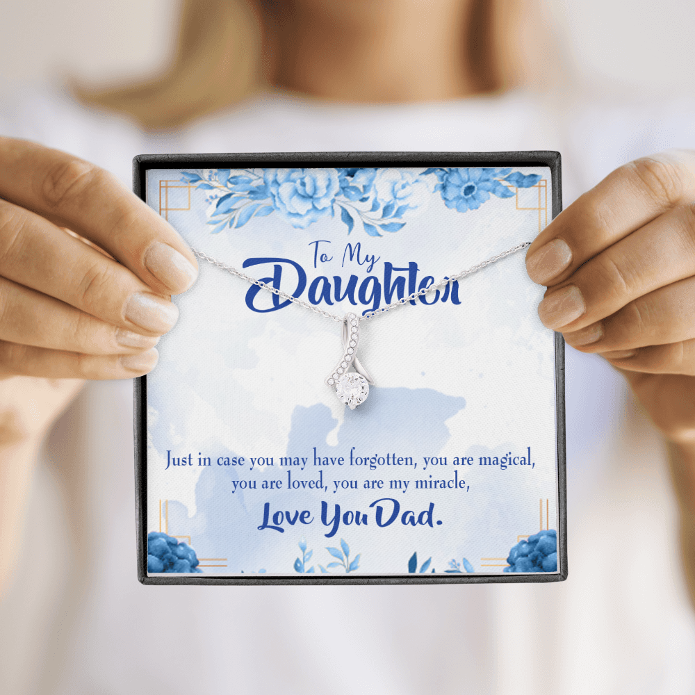 To My Daughter You Are My Miracle From Dad Alluring Ribbon Necklace Message Card-Express Your Love Gifts