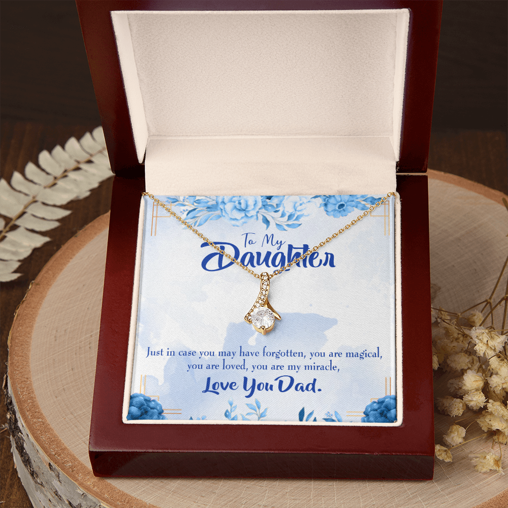 To My Daughter You Are My Miracle From Dad Alluring Ribbon Necklace Message Card-Express Your Love Gifts