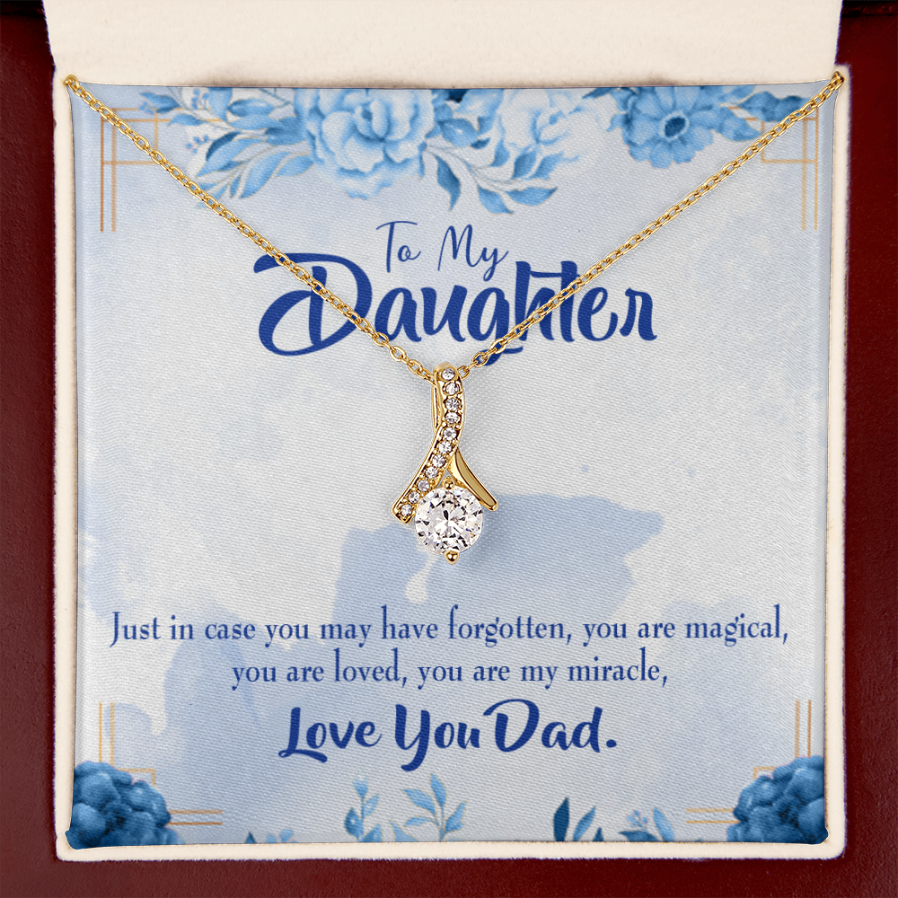 To My Daughter You Are My Miracle From Dad Alluring Ribbon Necklace Message Card-Express Your Love Gifts