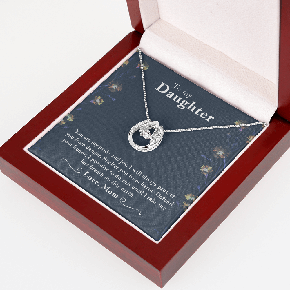 To My Daughter You Are My Pride Lucky Horseshoe Necklace Message Card 14k w CZ Crystals-Express Your Love Gifts