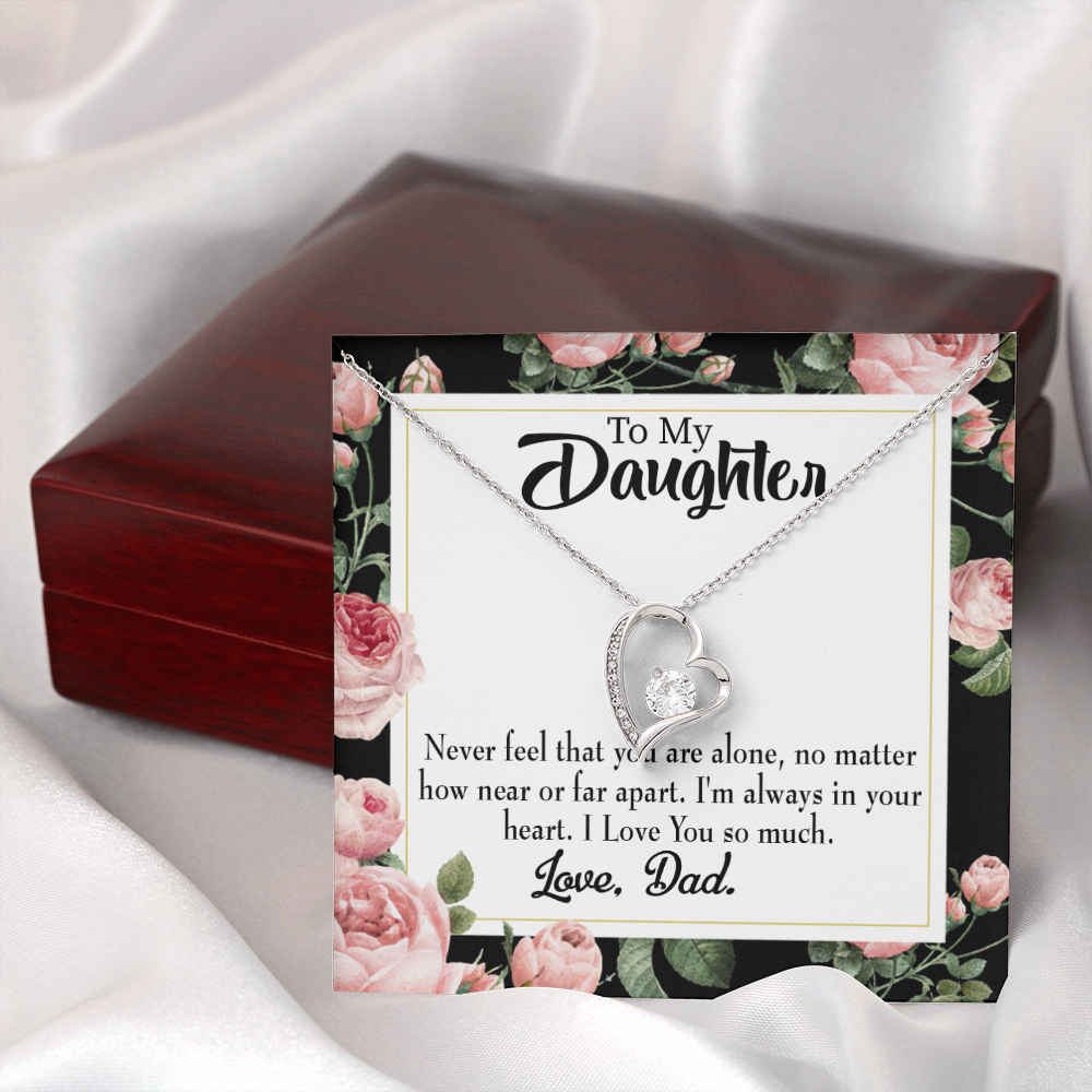 To My Daughter You Are Not Alone From Dad Forever Necklace w Message Card-Express Your Love Gifts