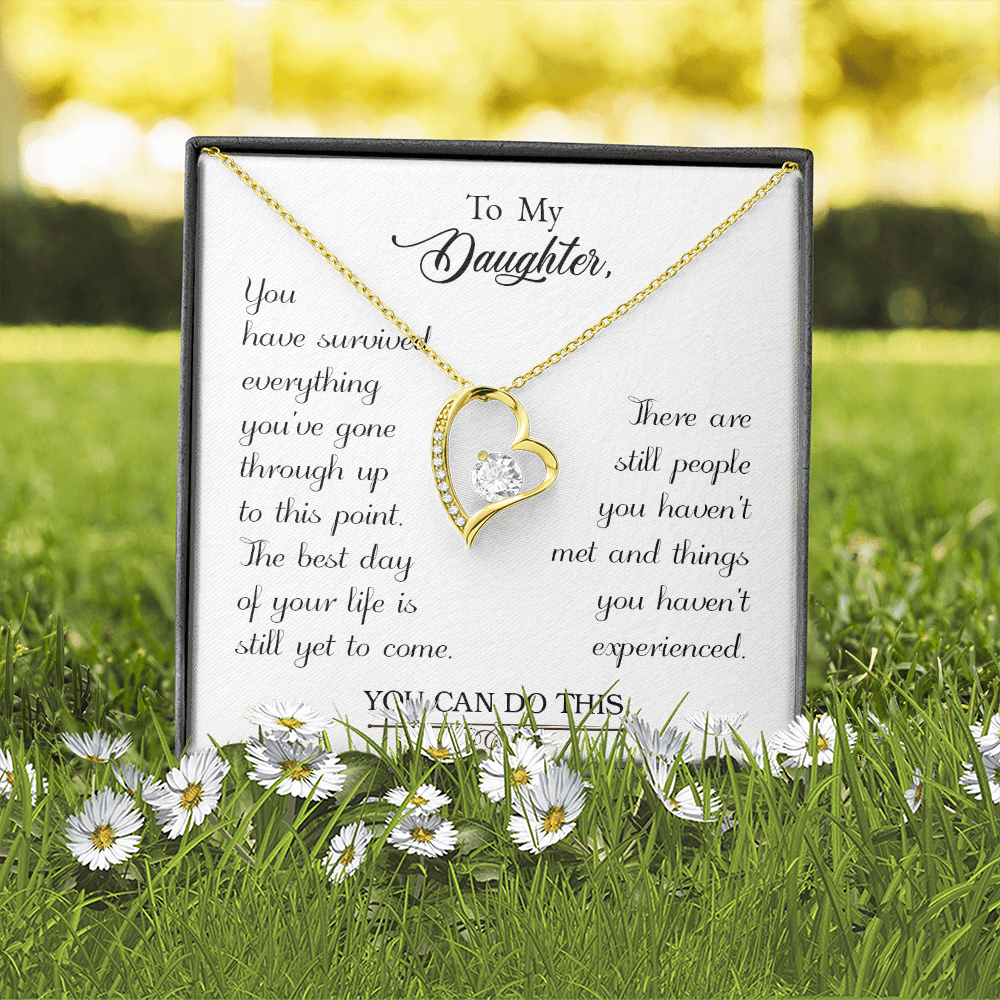 To My Daughter You Have Survived Forever Necklace w Message Card-Express Your Love Gifts