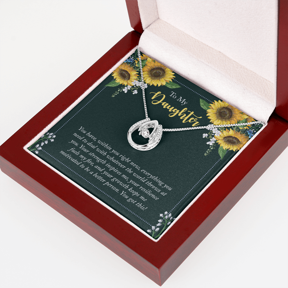 To My Daughter - you have within you right now Lucky Horseshoe Necklace Message Card 14k w CZ Crystals-Express Your Love Gifts