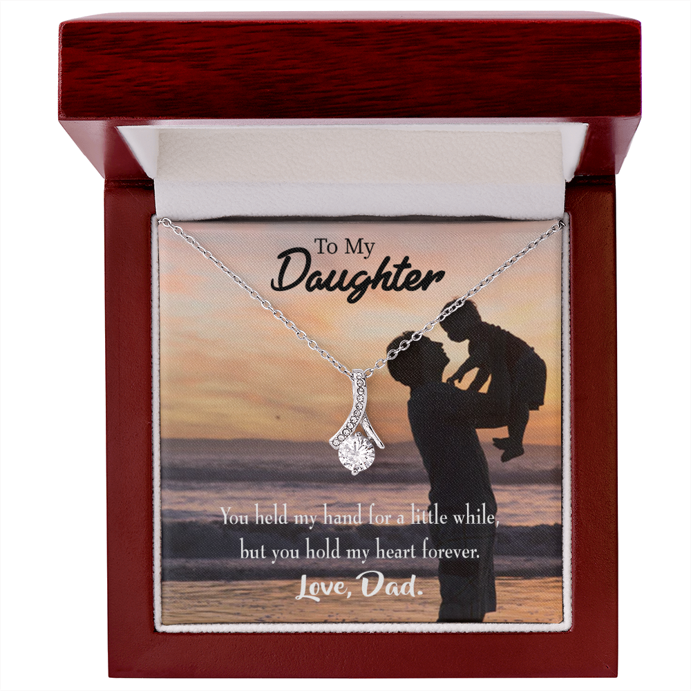 To My Daughter You Held My Hand From Dad Alluring Ribbon Necklace Message Card-Express Your Love Gifts