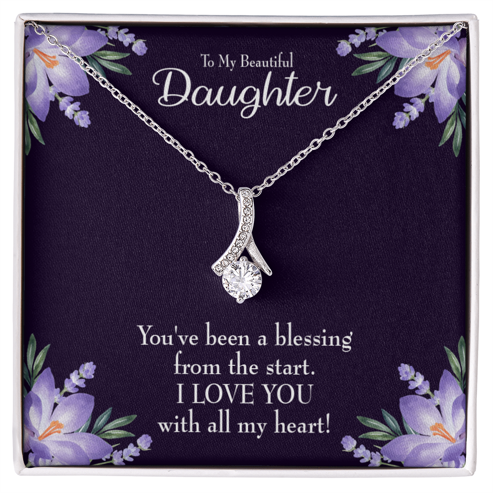 To My Daughter You've Been a Blessing Alluring Ribbon Necklace Message Card-Express Your Love Gifts