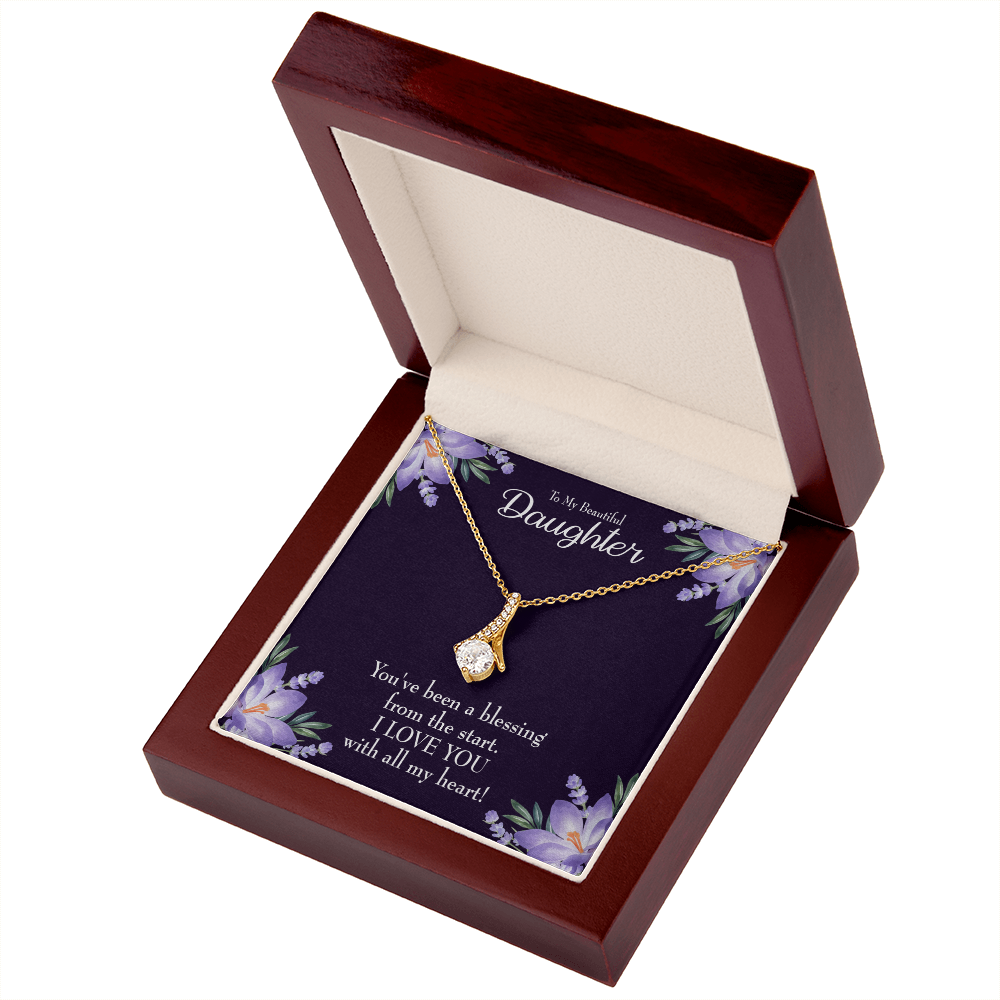 To My Daughter You've Been a Blessing Alluring Ribbon Necklace Message Card-Express Your Love Gifts